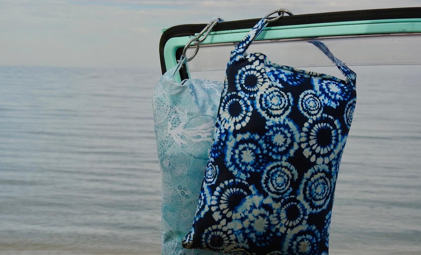 Blue tie-dye beach pillow